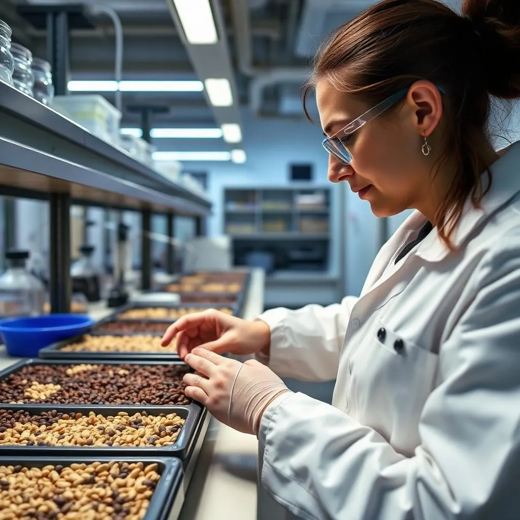 Seed genetics laboratory with seed samples under analysis